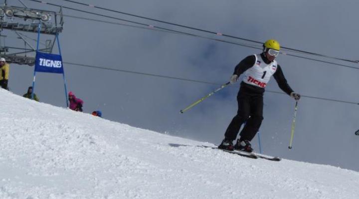 Bernard au départ 40ème championnat de ski UIAGM à Tignes
