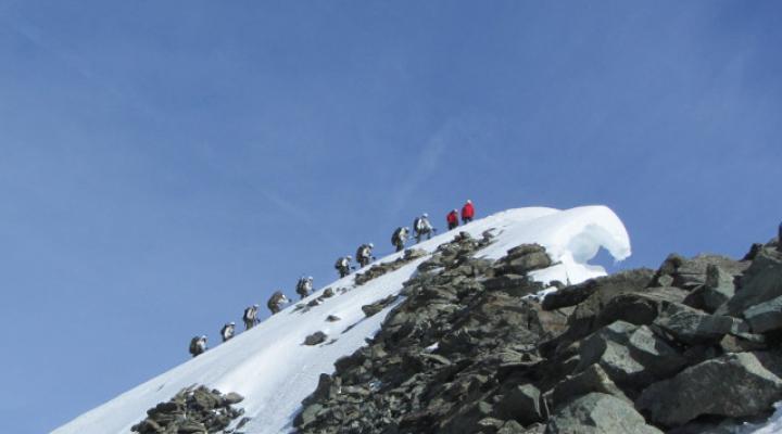 Arrivée au sommet du Mont Pourri, on est pas seul!!!