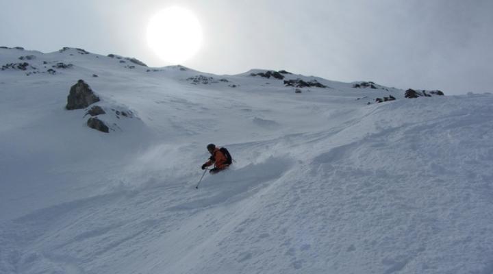 ski hors piste face nord de Bellecote La Plagne