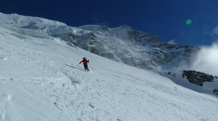 Descente sur le glacier du Geay.