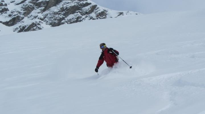 Ski hors piste face nord de Bellecote La Plagne