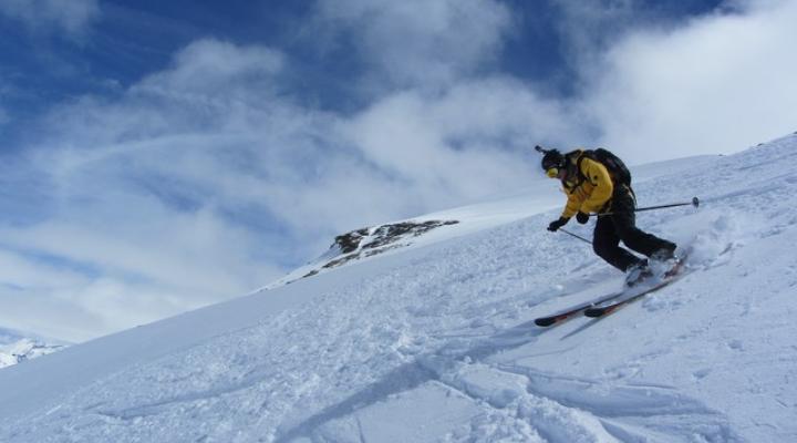 Freerando à Val d'Isère descente du glacier des Sources de l'Isère