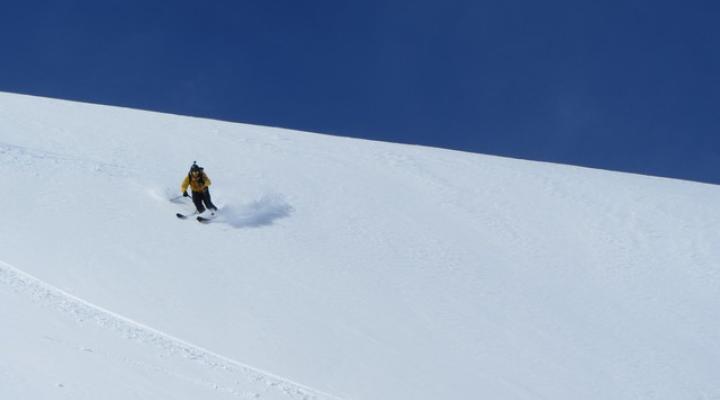 Hors piste à Val d'Isère descente du glacier des Sources de l'Isère