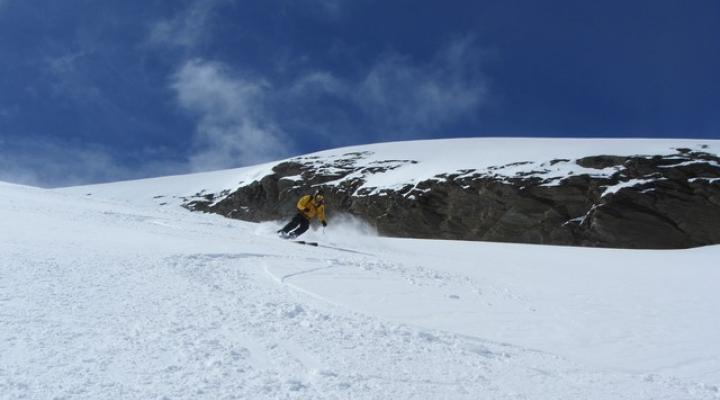 Hors piste à Val d'Isère descente du glacier des Sources de l'Isère