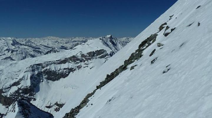 Début de la descente face sud