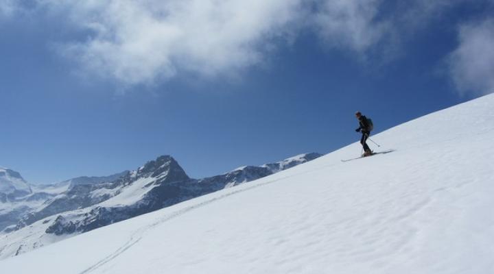 Ski de randonnée aux Arcs - Descente vers Peisey Vallandry