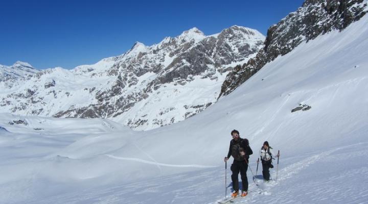 Ski de randonnée au départ de val d'Isère, montée par le glacier Pers