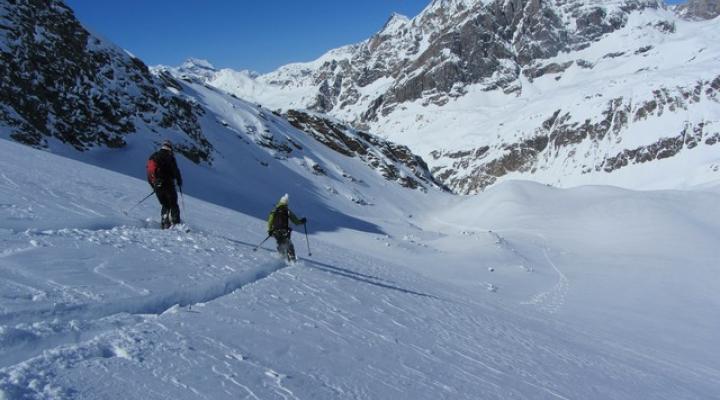 Ski de randonnée au départ de val d'Isère, descente par le glacier du Gros Caval