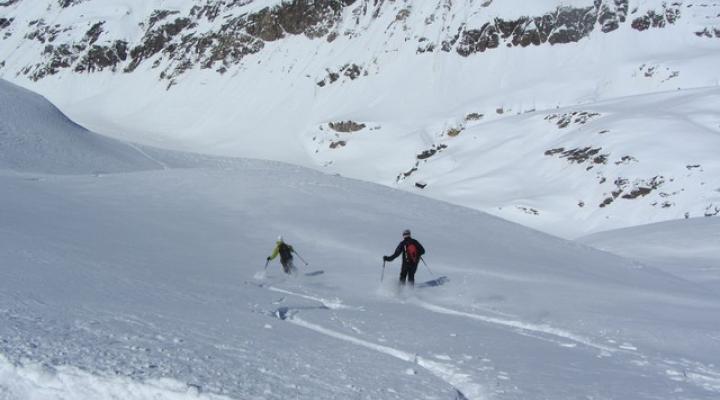 Ski de randonnée au départ de val d'Isère, descente par le glacier du Gros Caval
