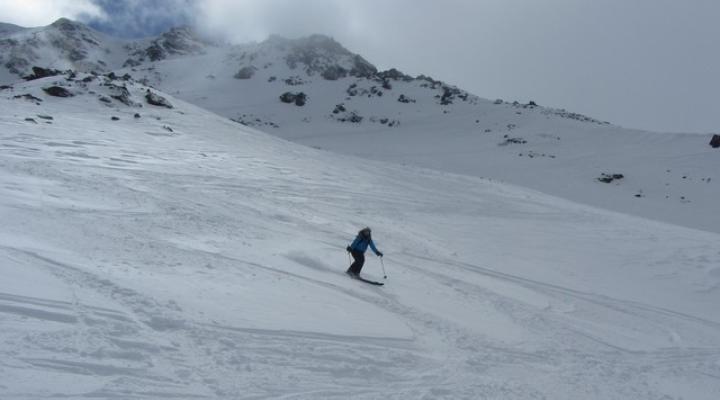 Ski hors piste la Plagne - face nord de Bellecote