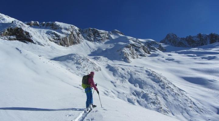 Ski de randonnée au Dôme des Glaciers le haut de la moraine