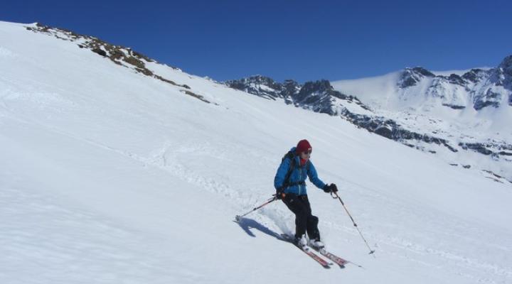 Ski de randonnée, l'Homme Cairn au dessus de Bourg Saint Maurice