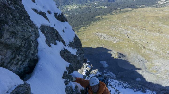 Ambiance goulotte en face nord.