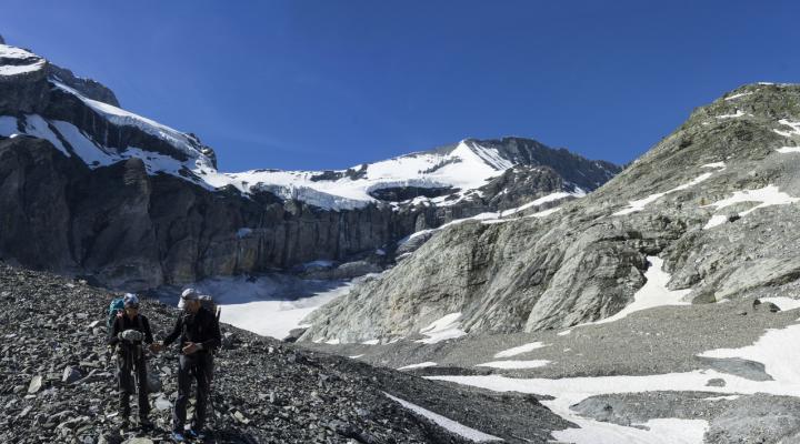 Le bas du glacier de Pramort.