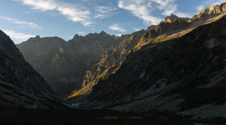 Le haut Valjouffrey au couché du soleil.