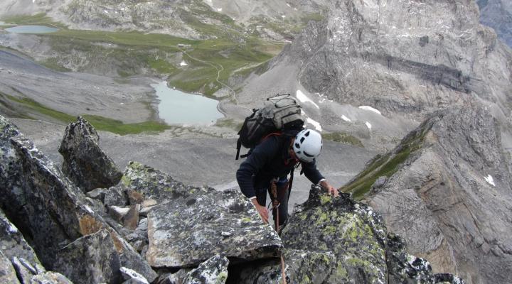 Grande Gliére escalade aau dessus du col des schistes.