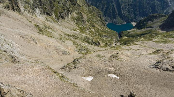 crochet par la face SE au dessus du lac du Lauvitel.