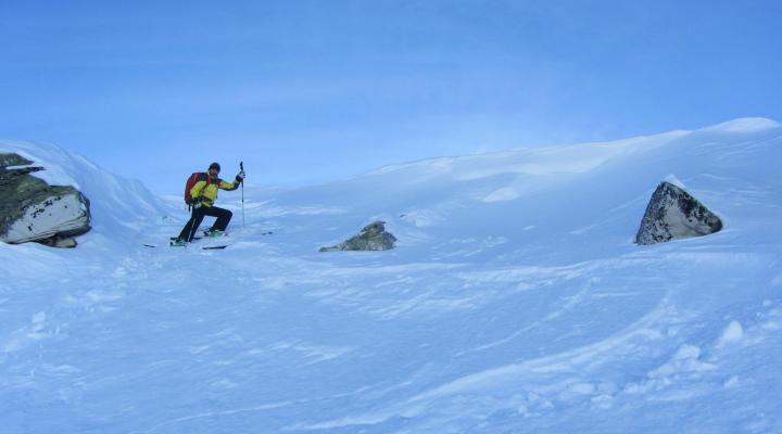 ski hors piste aux Arcs - Départ du couloir de Comborsière