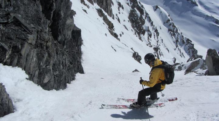 Hors piste à Tignes - départ du couloir du 3500