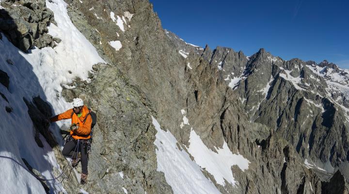 L'accès au couloir sud, après l'arête