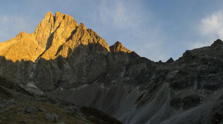 La face nord de l'Olan en arrivant au refuge de Fond Turbat.