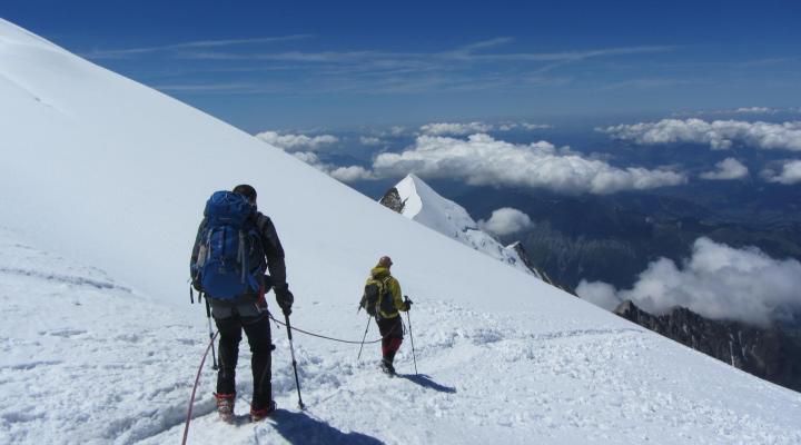 Ascension du Mont Blanc, descente vers le refuge