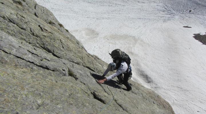 Tête de Bellaval dans la voie Mystère de l'Espadon - Guides des Arcs