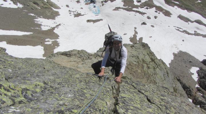 Tête de Bellaval dans la voie Mystère de l'Espadon - Guides des Arcs