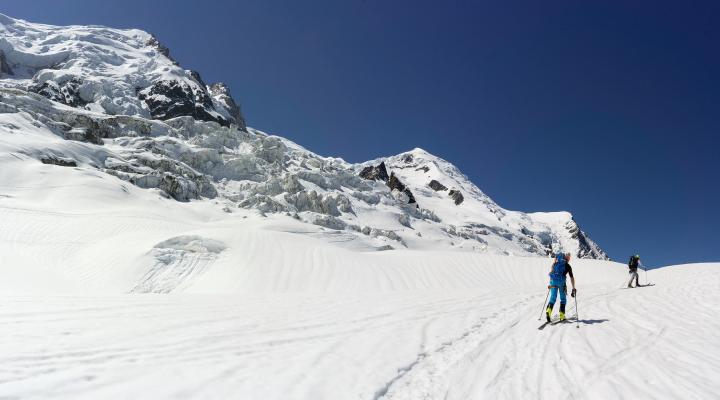 Début de la traversée du glacier des Bossons