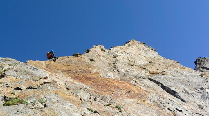 partie aérienne vers l'aiguille de Bellaval.