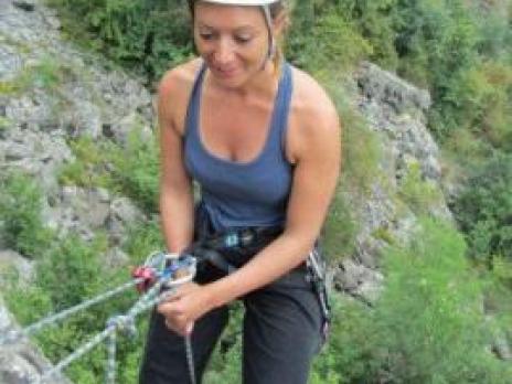 Descente en rappel de la voie - Escalade aux Arcs