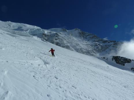 Descente sur le glacier du Geay.
