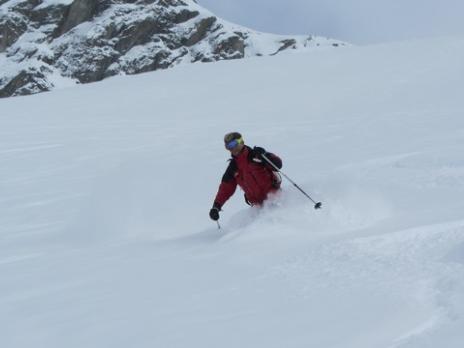 Ski hors piste face nord de Bellecote La Plagne