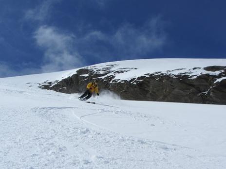 Hors piste à Val d'Isère descente du glacier des Sources de l'Isère