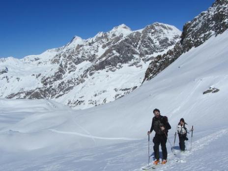 Ski de randonnée au départ de val d'Isère, montée par le glacier Pers
