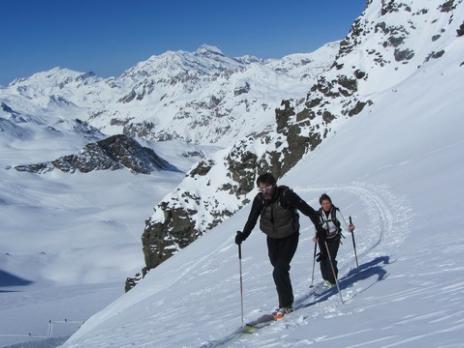 Ski de randonnée au départ de val d'Isère, montée par le glacier Pers