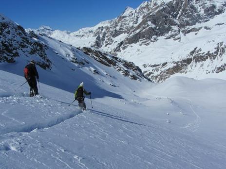 Ski de randonnée au départ de val d'Isère, descente par le glacier du Gros Caval