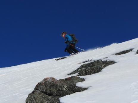 Ski de randonnée dans le Queyras descente de Chateau Renard
