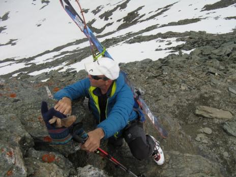 un passage rocheux sur l'arête