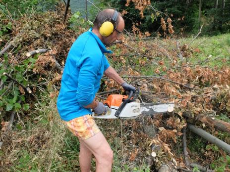 Quelques troncs à couper sur les chemins d'accés