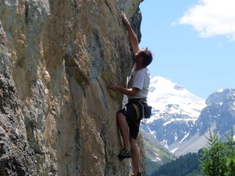 Simon en pleine action. Escalade en Vanoise