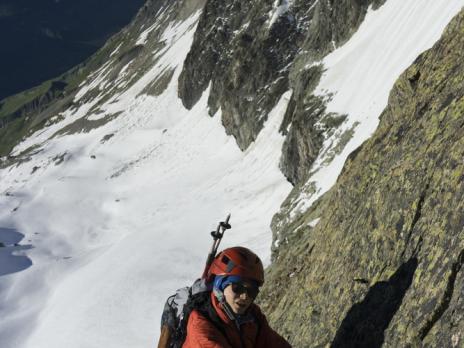 Passage d'escalade en versant sud.