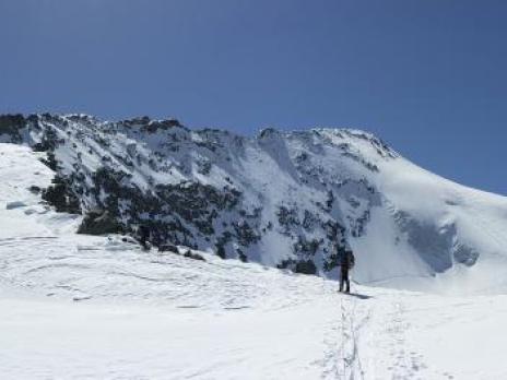 Arrivée au col des Roches. Le Mont Pourri en arrière plan.