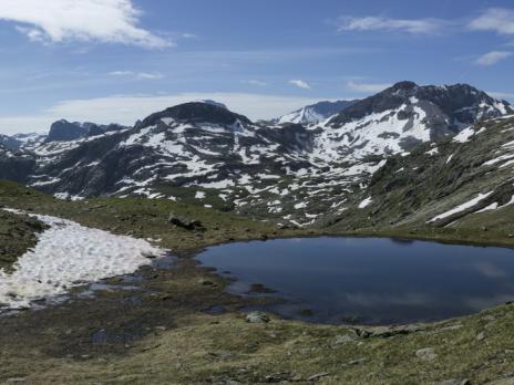 Dans la descente vers le lac de la plagne.