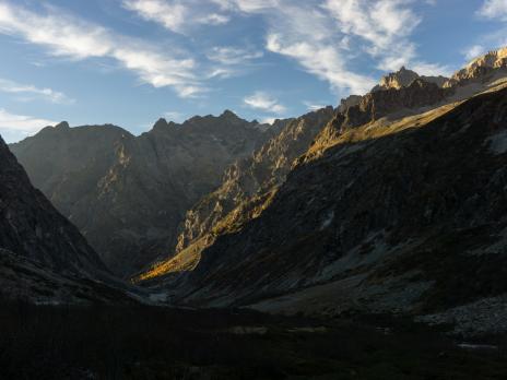 Le haut Valjouffrey au couché du soleil.
