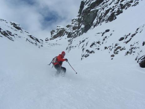 Hors piste les Arcs descente du couloir du Grand Col