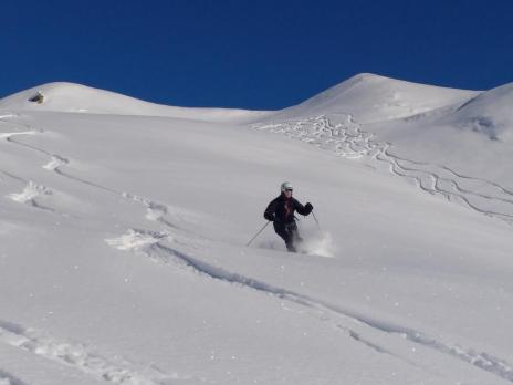 Les Arcs ski hors piste - descente sur la vallée de Peisey