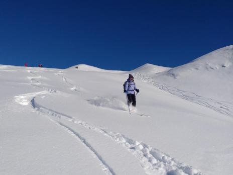 Les Arcs ski hors piste - descente sur la vallée de Peisey