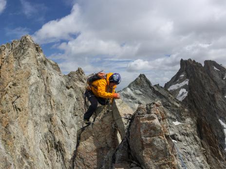 sur l'arête sommitale
