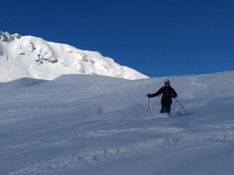 Les Arcs ski hors piste - descente sur la vallée de Peisey